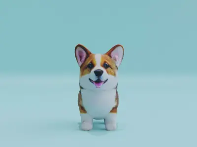 Corgi Puppy Dog Cute Free low-poly 3D model