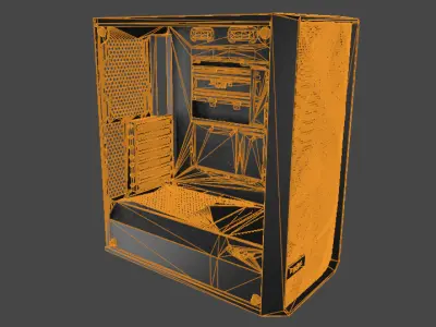 Fractal PC ATX case PBR with glass Low-poly 3D model