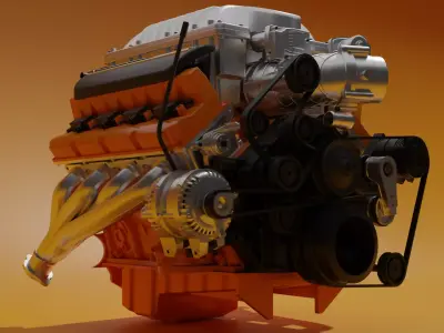 V8 Hemi Low-poly 3D model