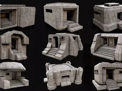 Military Concrete Bunker Base PBR Collection 