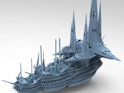 Sci fi Mongol pirate Ship Collection 3D model