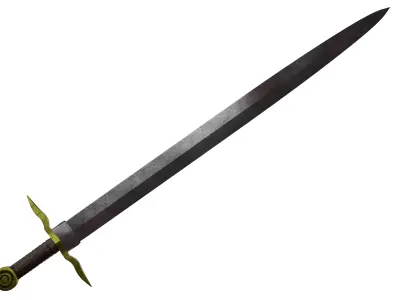 Game Ready Medieval Sword Low and High Poly and Textures Low-poly 3D model