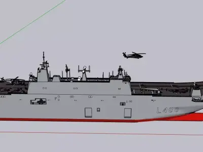 TCG ANADOLU Landing Helicopter Dock LHD 3D Model STL  SketchUp  3D model