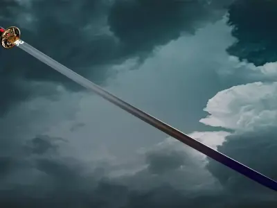 Katana with Death Kanji Low-poly 3D model