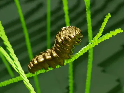 Golden Caterpillar 3D print model