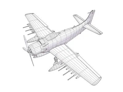 Douglas A-1 Skyraider Low-poly PBR Low-poly 3D model