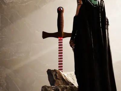 Neon Sword Flame of Shadow Free low-poly 3D model