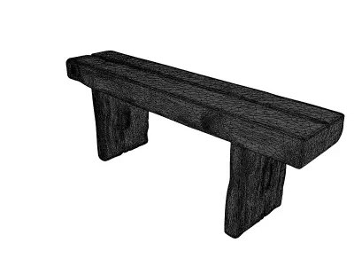 Rustic Solid Wood Bench 3D model