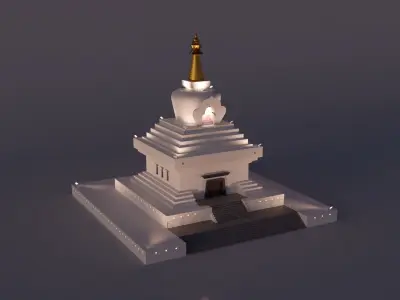 Buddha Temple Low-poly 3D model