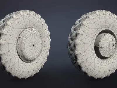 BTR-4 and BTR-3 Wheel  Low-poly 3D model