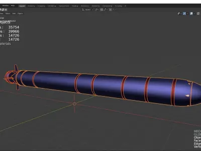 POSEIDON Unmanned Underwater Vehicle  Russian Nuclear Low-poly 3D model