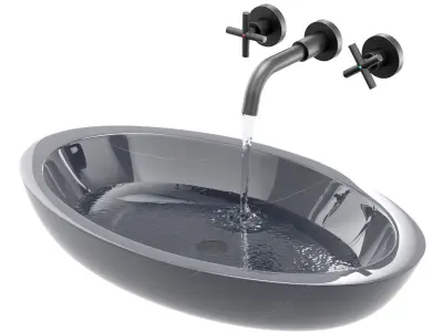 Anna black marble sink 3D model