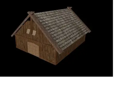 Viking Great Hall With interior Low-poly 3D model