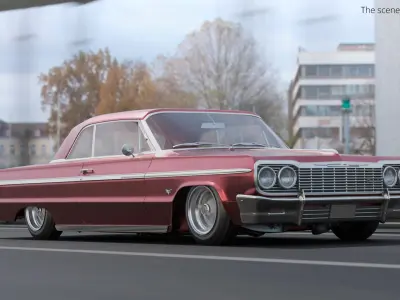 Chevrolet Impala Lowrider 1964 with Dropped Stance Pearl Red 3D model