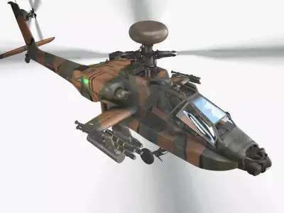 Apache AH-64D Japan Ground Self-Defense Force Complex Animation Low-poly 3D model