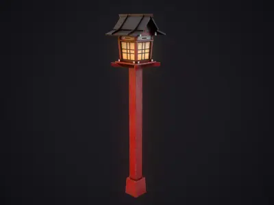 Japanese Lamp PBR Low-poly 3D model