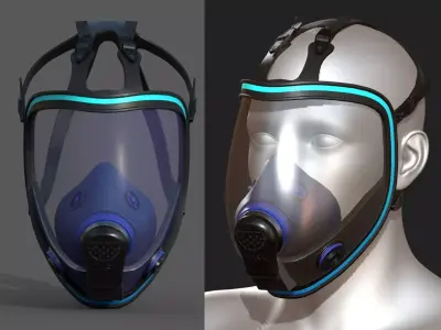 Gas mask helmet 3d model military combat  Low-poly 3D model 5