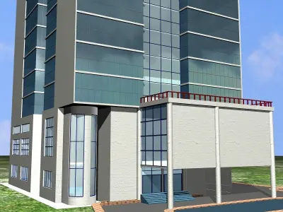 Commercial Building Low-poly 3D model