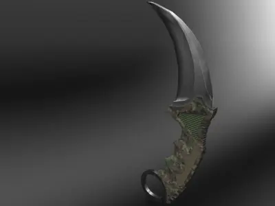Karambit Knife Military Style GR Low-Poly Low-poly 3D model