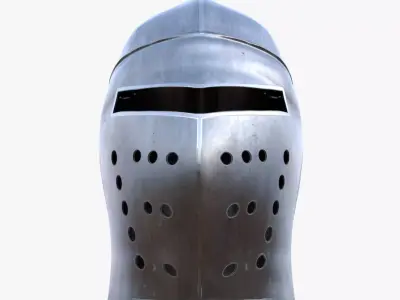 Medieval Knight Great Helm Helmet Low Poly PBR 4K Low-poly 3D model