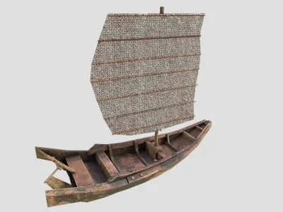 sailboat chinese boat Low-poly 3D model