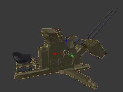 20 mm oerlikon cannon world war 2 cannon Low-poly 3D model