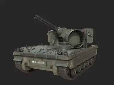 3 Coatings of US Army T249 Vigilante self-propelled AA gun Low-poly 3D model