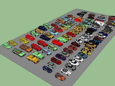 72 car collection 3D model