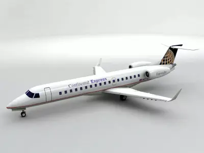  Embraer ERJ 145 - Continental Express Low-poly 3D model