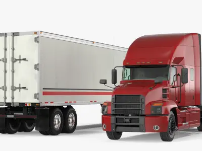 Semi Truck with Trailer Generic 3D model