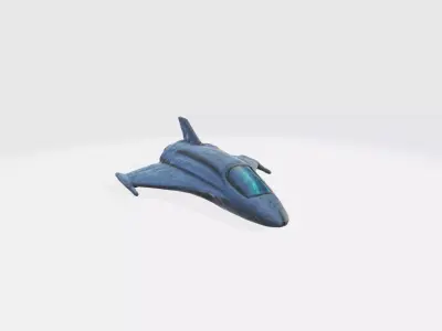 A sleek futuristic blue spacecraft 3D model