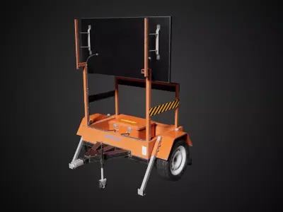Traffic Message Sign Trailer Low-poly 3D model