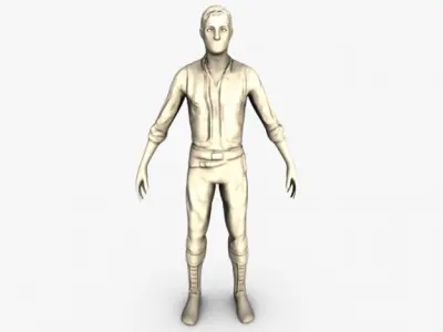 Low poly mercenary man in outfit 3D model