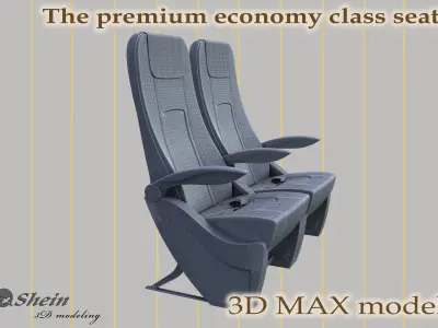 The premium economy class seat 3D model