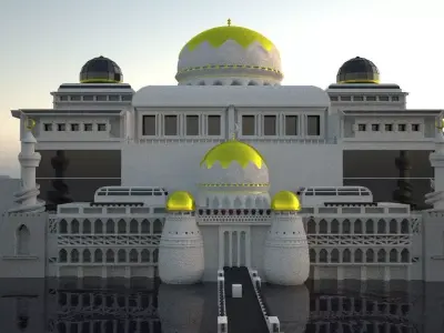 Huge masjid in ocean 3D model