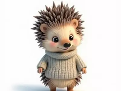 Hedgehog Sweater Creature 3D Model Cozy Winter Character Low-poly 3D model