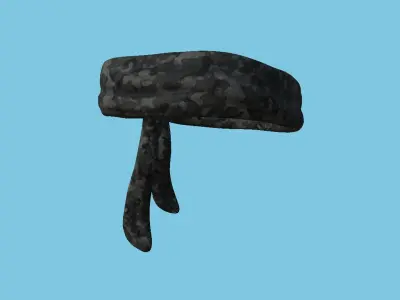 Black Multicam Camouflage Bandana - Military Character Design Low-poly 3D model