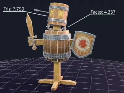 Stylized training dummy Low-poly 3D model