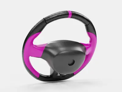 Pink Cover Steering Wheel 3D model