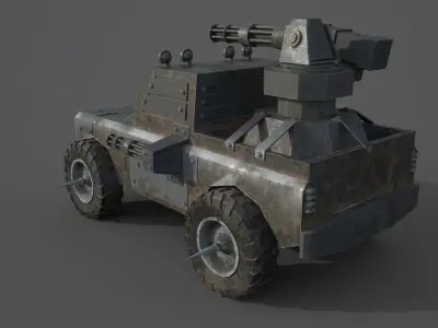 Post Apocalyptic Monster Rover Truck Low-poly 3D model