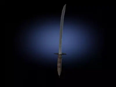 Low poly sword game ready PBR samurai Free low-poly 3D model