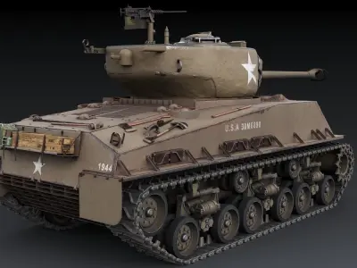 Tank M4A2 76W  Low-poly 3D model