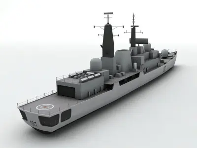  Type 42 Destroyer Military Ship Low-poly 3D model