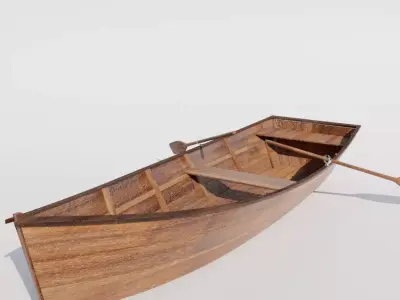 Wooden row boat 3D model