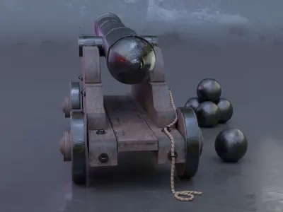 Cannon 3D Model Blender Low-poly 3D model
