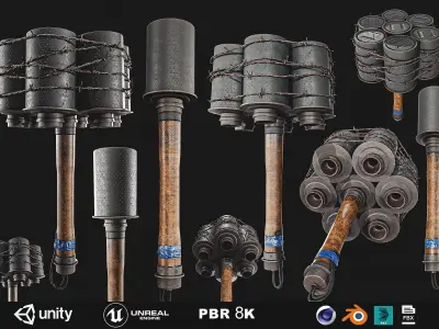 Stielhand Granate And Anti tank Low-poly 3D model
