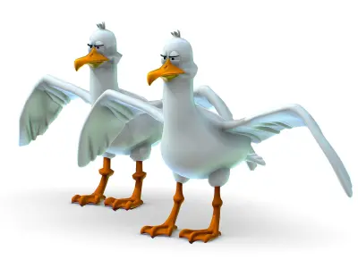 Hi-Poly Subdivision 3D Model SeaGull Cartoon Low-poly 3D model