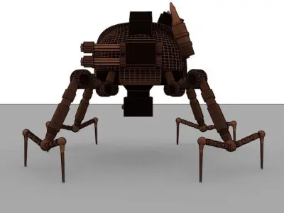 military robot spider killer Low-poly 3D model