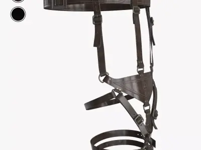 Leather Harness Leg Pouch Tactical Hunting Low-poly 3D model