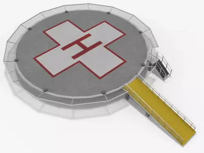 Helipad Hospital --320-- Low-poly 3D model